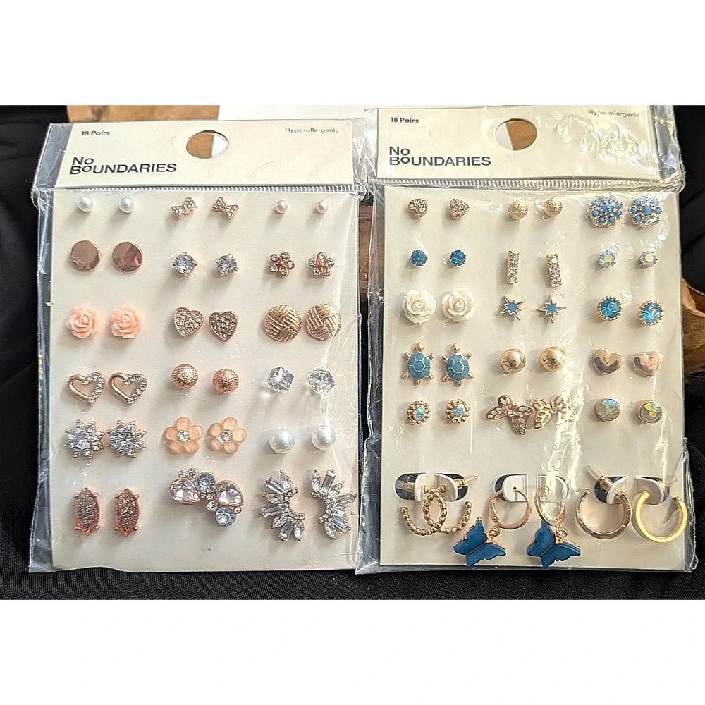 No Boundaries X2 Packs Of 18 Pairs EARRINGS, 36 Pairs total
